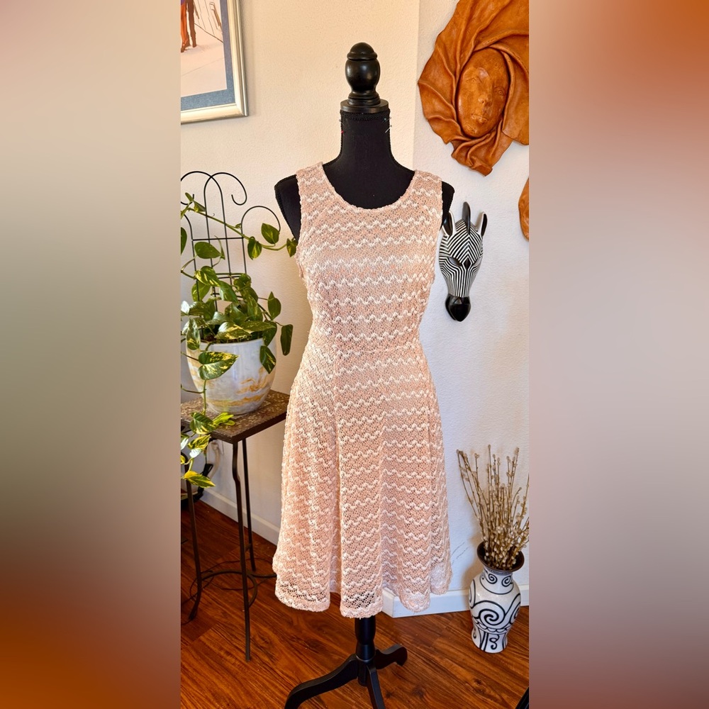 Sharagano Ladies Beige Lace Dress